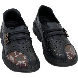 Rumour Has It Black Floral Embossed Leather Loafer - Women's US 8